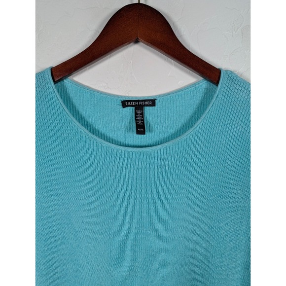 Eileen Fisher Sweater Women XL Knit Mint Green Linen Vest Italian Yarn Stretch - Picture 4 of 9